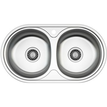 Parker Double Kitchen Sink Stainless Steel L84Cm X W44Cm