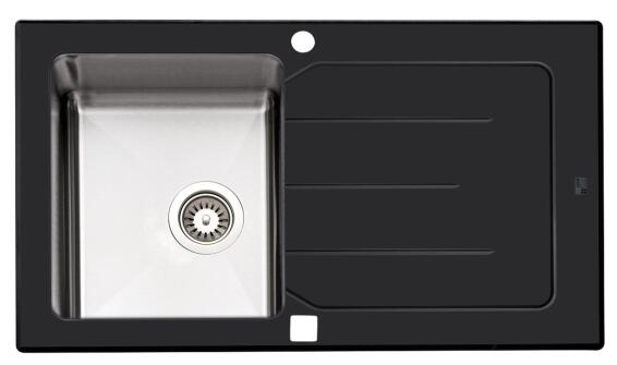 PARKER AS84 single kitchen sink with drainer stainless steel L86cm x W50cm