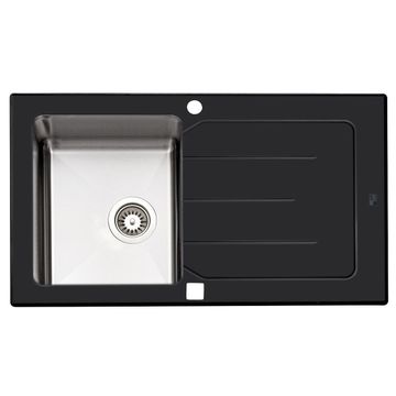 PARKER AS84 single kitchen sink with drainer stainless steel L86cm x W50cm