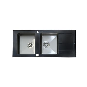 Parker As85 Double Kitchen Sink With Drainer Stainless Steel L116Cm X W50Cm
