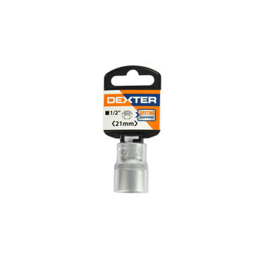 Socket DEXTER 1/2" 21mm CRV satin finish
