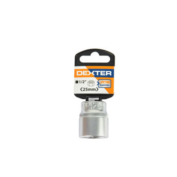 Deep socket DEXTER 1/2" 25mm CRV satin finish