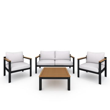 Naterial oris ii aluminuim sofa set2p+table dark grey / beige cushion