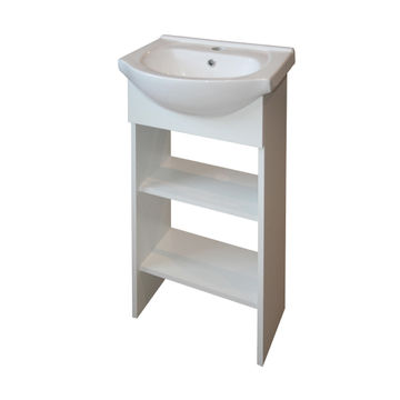 Single basin cabinet open shelf white 450mm (basin included)