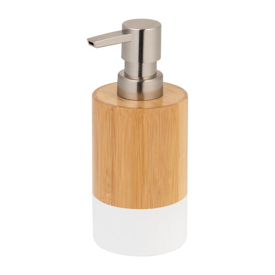 James Soap Dispenser Bamboo And White 
