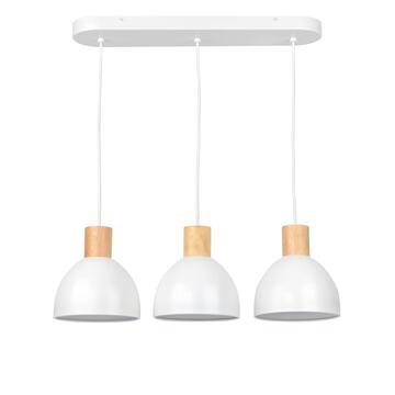 Pendant lamp e27x3 d18cm metal matt white+wood natural inspire venosa