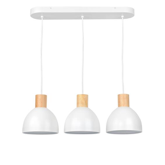 Pendant lamp e27x3 d18cm metal matt white+wood natural inspire venosa