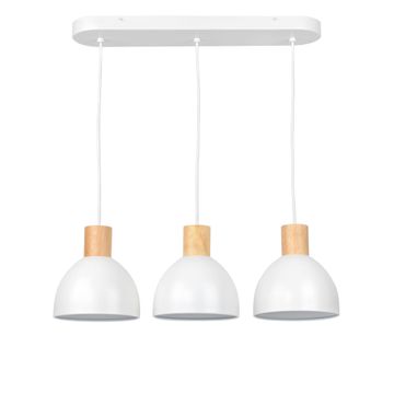 Pendant lamp e27x3 d18cm metal matt white+wood natural inspire venosa