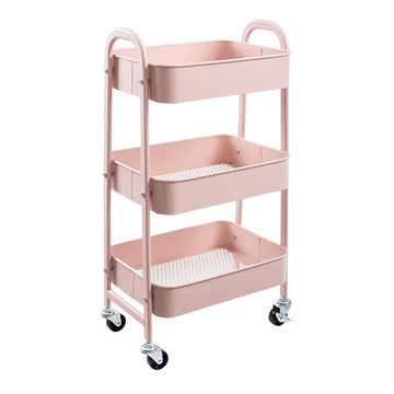 3 Tier Storage Trolley Pink (3 Shelves)