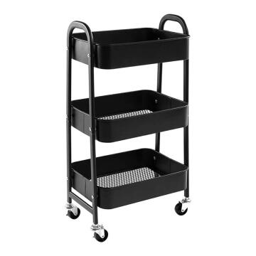 3 tier rolling trolley black