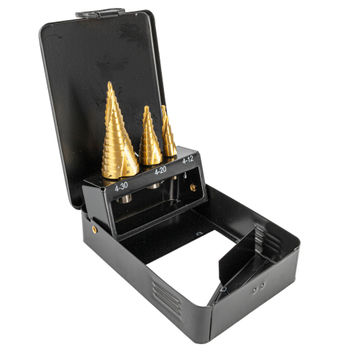STEP DRILL SET 3 PCE HSS IN PLASTIC CASE