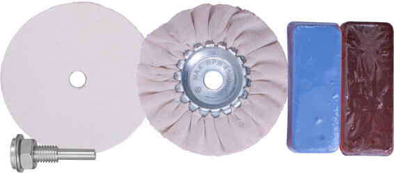POLISHING BUFFING & COMPOUND KIT 5PCE WITH FELT BUFF FOR DRILL