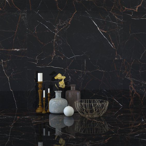 Floor tile intenso blush black polished rectified 60x120