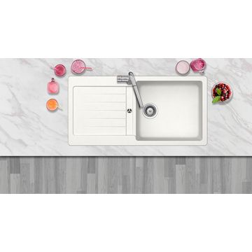 Frasa Kitchen Sink Enigma Single Bowl Single Drainer Quartz Resin Composite White L100Cm X W50Cm
