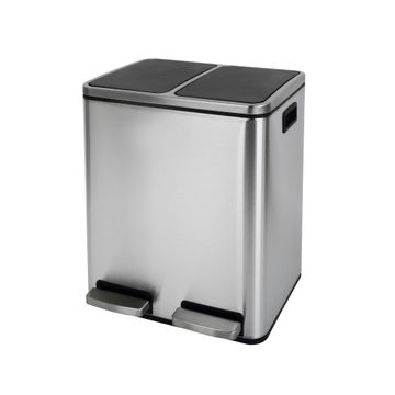Delinia Recycle 2 Compartments Soft Close Stainless Steel Kitchen Dustbin 15 Liters Each W44Xd39Xh48Cm