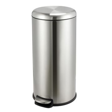 Delinia Soft Close Round Pedal Kitchen Dustbin Stainless Steel Silver  28L