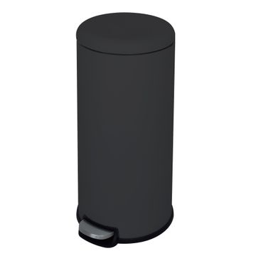 Delinia Casual Round Soft Close Pedal Kitchen Dustbin Stainless Steel Black 28L