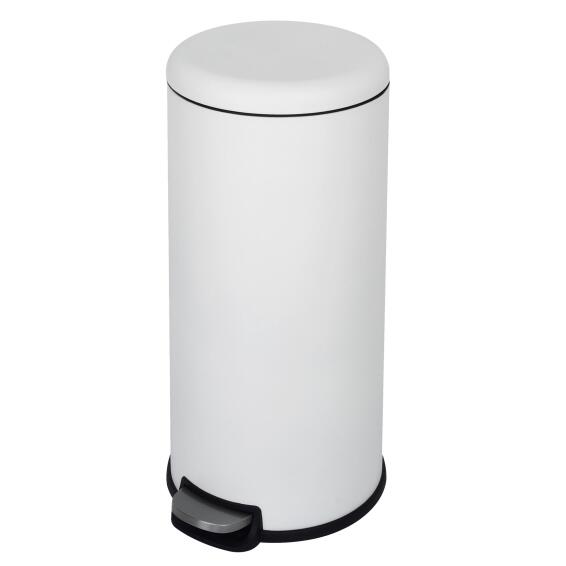 Delinia Casual Soft Close Pedal Round Kitchen Dustbin Stainless Steel White 28L