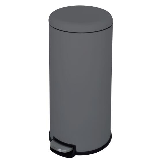 Delinia Casual Round Soft Close Pedal Kitchen Dustbin Stainless Steel Grey 28L
