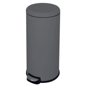 Delinia Casual Round Soft Close Pedal Kitchen Dustbin Stainless Steel Grey 28L