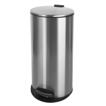 Delinia Soft Close Pedal Oval Kitchen Dustbin Stainless Steel Silver 28L