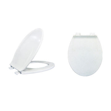 Plastic Toilet Seat White With Plastic Hinge 