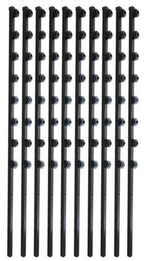 BRACKET SQ TUBE 8 LINE STRAIGHT - BLACK - PACK OF 10
