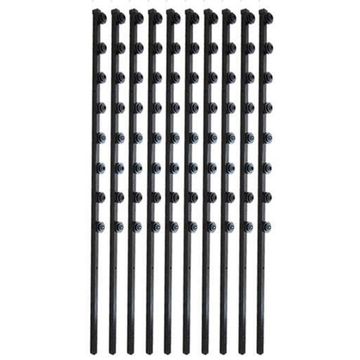 BRACKET SQ TUBE 8 LINE STRAIGHT - BLACK - PACK OF 10