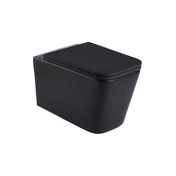 Toilet Wall Hung Rimless Pan Sintra Including Toilet Seat Black 