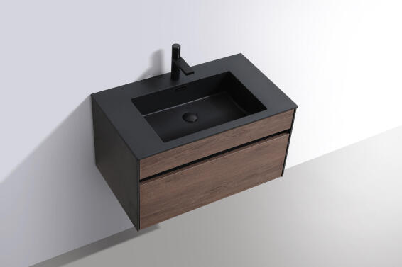 Bathroom Cabinet Wall Hung Charcoal Wood 800mm