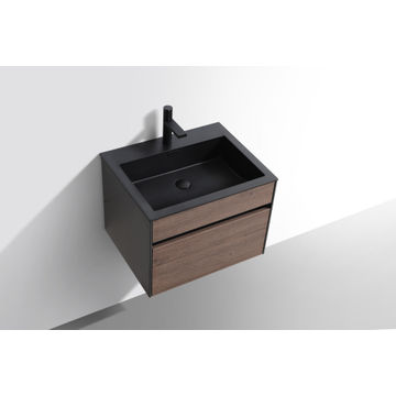 Bathroom Cabinet Wall Hung 1 Drawer Charcoal Wood 600mm Incl. Basin