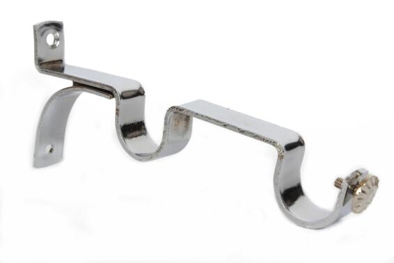 2pcs double curtain pole brackets  chrome 28mm