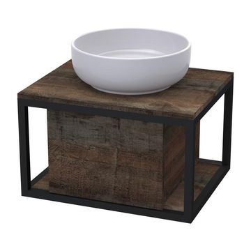 Cabinet Ferro 600 mm Matt Black Steel And Napoca (Excluding Basin)