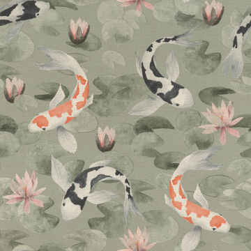 GREEN COI CARP DESIGN KIMONO COLLECTION