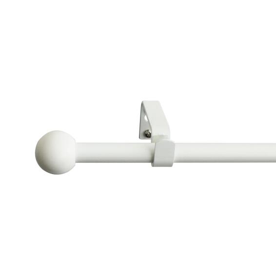 Single extandable curtain pole kit mat white d13-16 bal 120-210cm inspire 