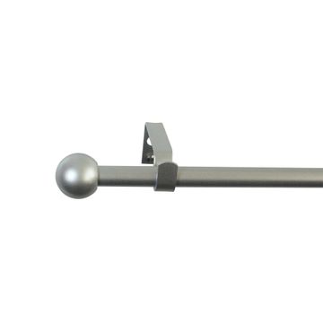 Single extandable curtain pole kit silver d13-16 bal 120-210cm inspire