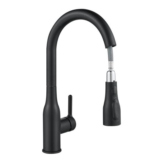 Delinia Fanny Pullout Kitchen Mixer Tap Black H42.3Cm Spout Reach 25Cm