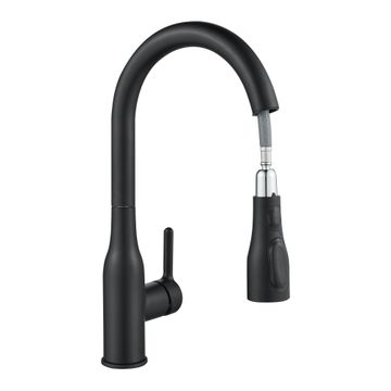 Delinia Fanny Pullout Kitchen Mixer Tap Black H42.3Cm Spout Reach 25Cm