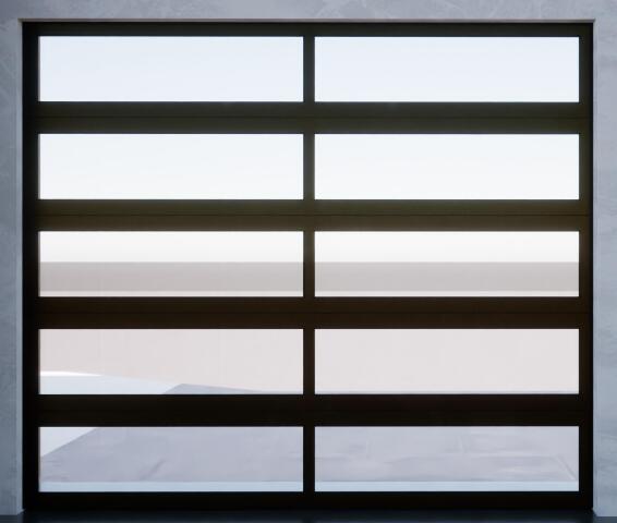 Garage door Alu-View aluminium single bronze art snow caravan height W2440mm x H2550mm