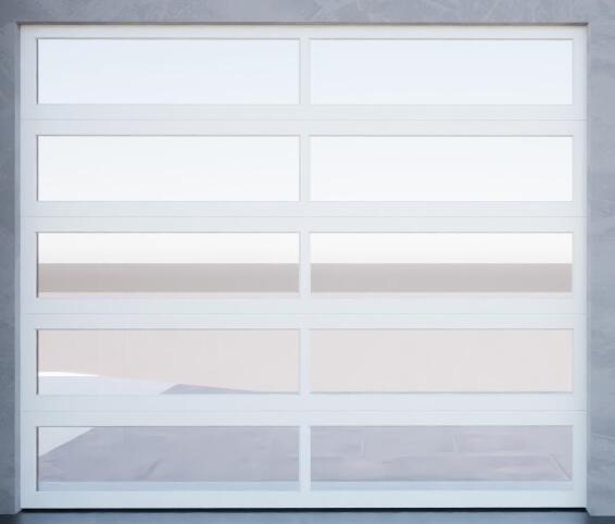 Garage door single glass and aluminium white art snow W2440mm x H2135mm