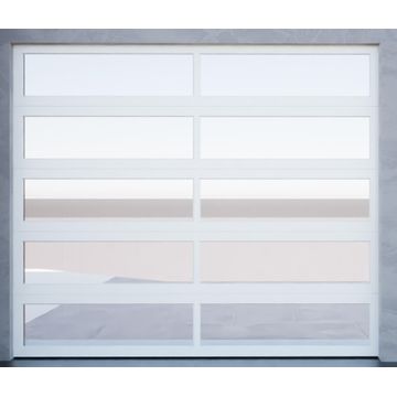 Garage door single glass and aluminium white art snow W2440mm x H2135mm