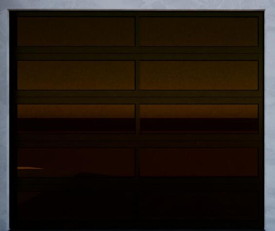 Garage door single glass and aluminium bronze art snow W2440mm x H2135mm
