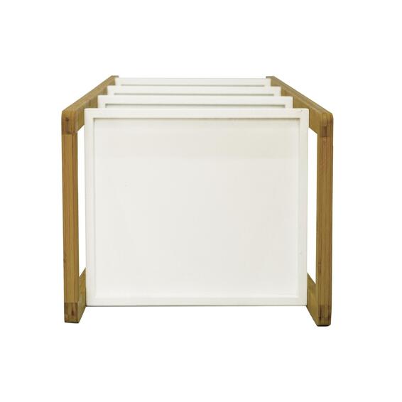 Sensea 4 Shelf Storage Unit Bamboo Wood & White