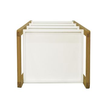 Sensea 4 Shelf Storage Unit Bamboo Wood & White
