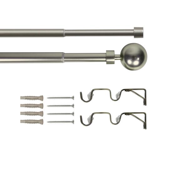 Inspire double extendable curtain kit ball mat nickel d16/19 120-210cm