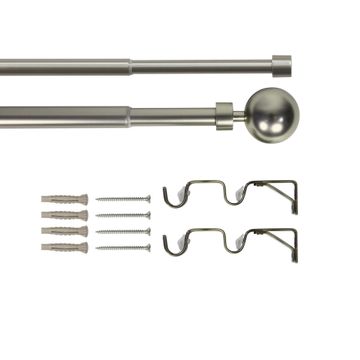 Inspire double extendable curtain kit ball mat nickel d16/19 120-210cm