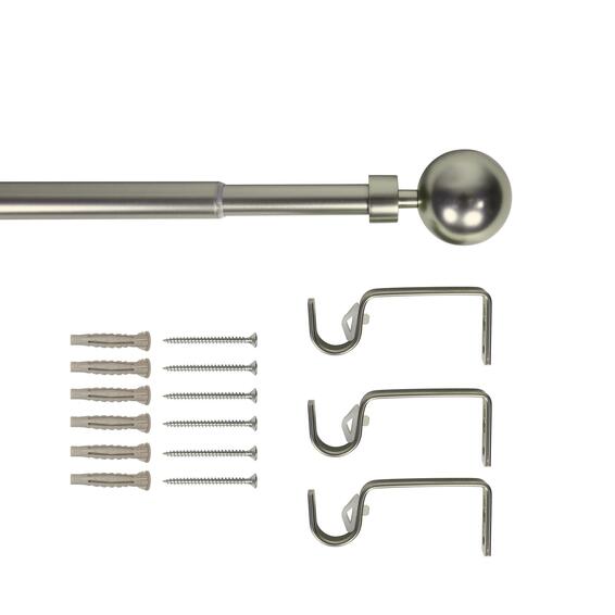 Single extandable curtain pole kit mat nickel d16-19 bal 160-300cm inspire