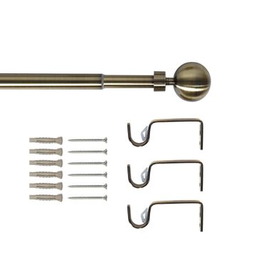 Inspire single extandable curtain pole kit ball antic brass d16-19 160-300cm