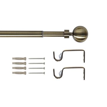 Single extandable curtain pole kit antic brass kit d16-19 bal 120-210cm inspire