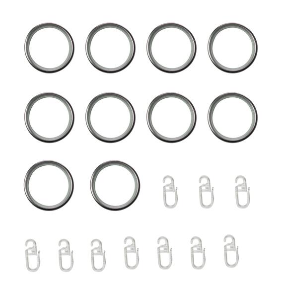 Inspire  curtain pole metal rings (10) with hooks mat nickel 43mm diameter  